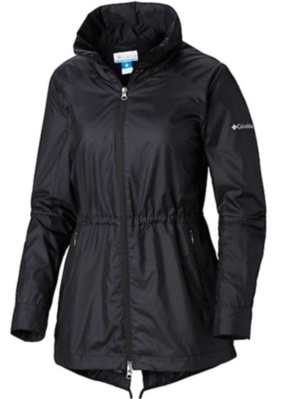 Columbia Black Hooded Packable Rain Jacket XS